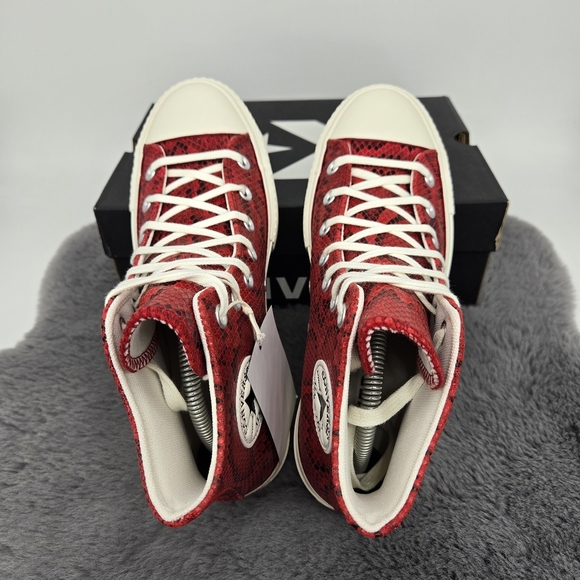Chuck Taylor All Star Lift Platform High Snakeskin Red Women's Shoes Size 7 - Picture 5 of 8